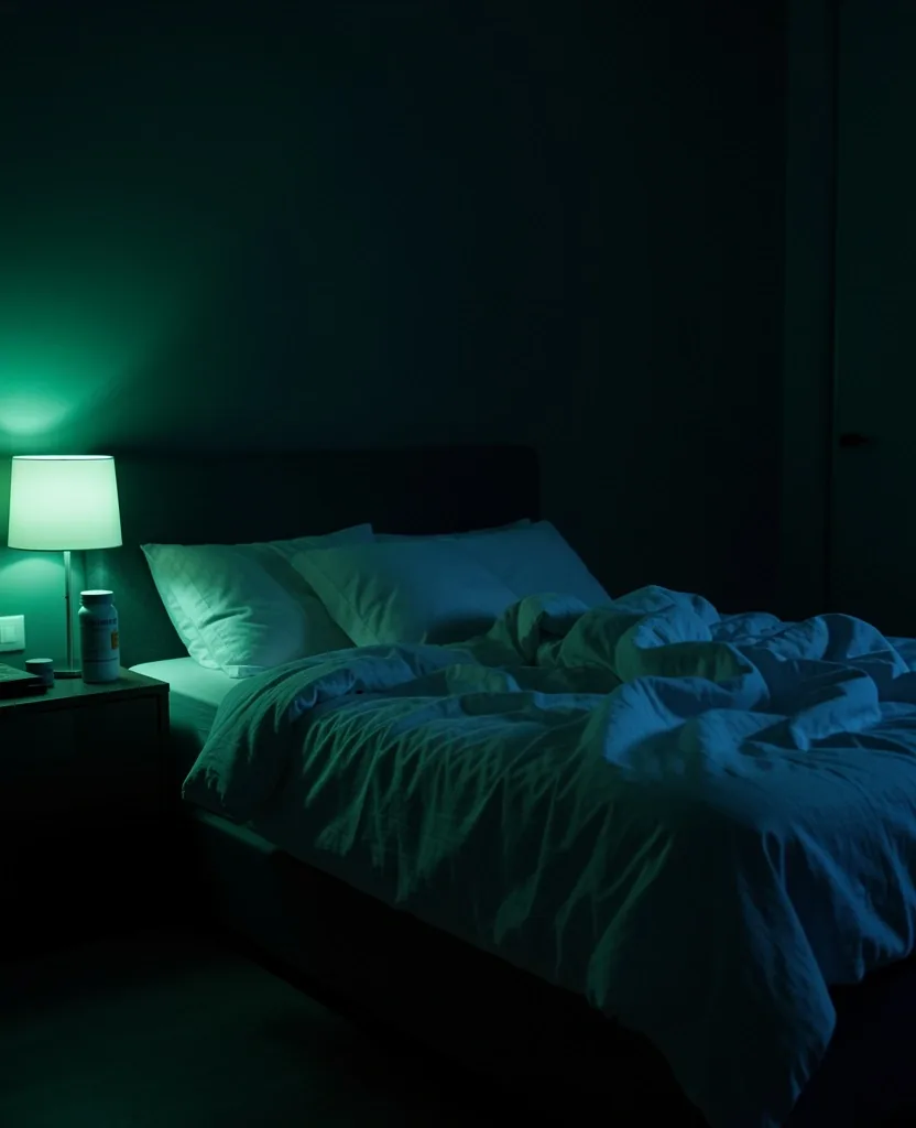 A dark, calm bedroom set up for quality sleep